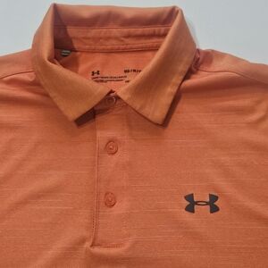 Under‎ Armour Mens Polo Medium Orange Loose Fit Golf Ready Comfort Activewear